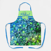 Blauw Bloemmotief Monogram Schort - Elegant Cadeau (Voorkant)