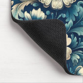 Blauw Bloemmotief Muismat (Hoek)