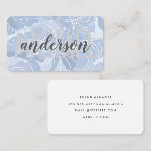 Blauw Bloemmotief | Natuurlijk Visitekaartje (Voorkant / Achterkant)