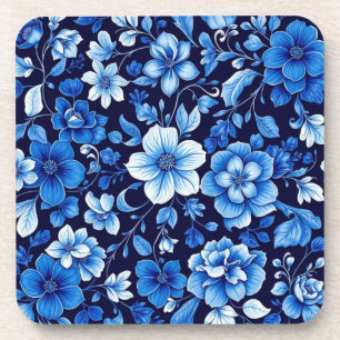 blauw bloemmotief onderzetter