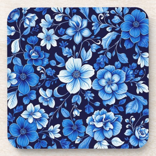 blauw bloemmotief onderzetter (Voorkant)