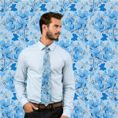 Blauw bloemmotief ontwerp stropdas- Bruiloften/bru Stropdas