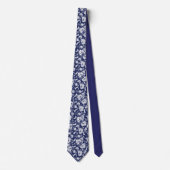Blauw Bloemmotief Op Maat Gemaakte Das (Voorkant)