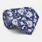 Blauw Bloemmotief Op Maat Gemaakte Das (Opgerold)