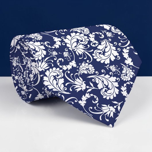 Blauw Bloemmotief Op Maat Gemaakte Das