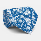Blauw Bloemmotief Op Maat Gemaakte Das (Opgerold)