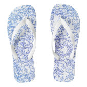Blauw bloemmotief op wit teenslippers (Voetbed)