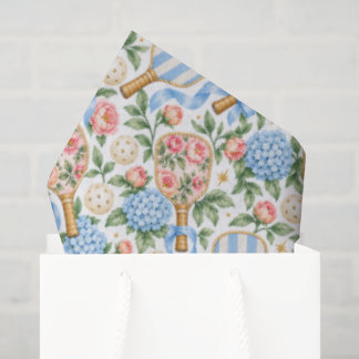 Blauw Bloemmotief Pickleball Cadeau voor Preppy Sp Tissuepapier