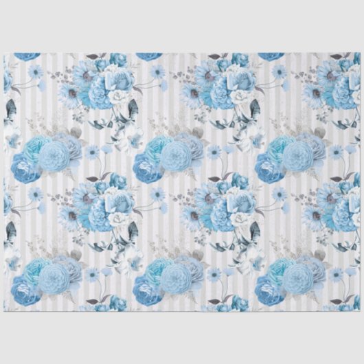 Blauw Bloemmotief Serie Design 10 Tissuepapier (Voorkant)