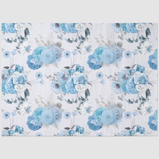 Blauw Bloemmotief Serie Design 2 Tissuepapier (Voorkant)