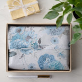 Blauw Bloemmotief Serie Design 4 Tissuepapier (Geschenk)