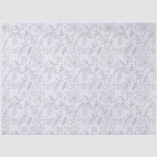 Blauw Bloemmotief Serie Ontwerp 12 Tissuepapier (Voorkant)