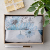 Blauw Bloemmotief Serie Ontwerp 1 Tissuepapier (Geschenk)