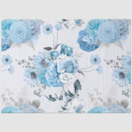 Blauw Bloemmotief Serie Ontwerp 1 Tissuepapier