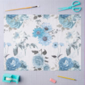Blauw Bloemmotief Serie Ontwerp 3 Tissuepapier (Craft)