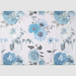 Blauw Bloemmotief Serie Ontwerp 3 Tissuepapier