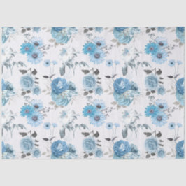 Blauw Bloemmotief Serie Ontwerp 5 Tissuepapier