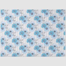 Blauw Bloemmotief Serie Ontwerp 6 Tissuepapier