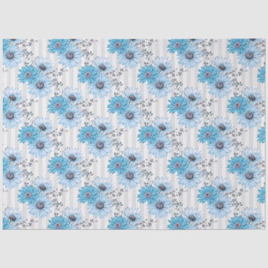 Blauw Bloemmotief Serie Ontwerp 6 Tissuepapier (Voorkant)