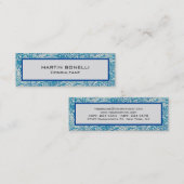 Blauw  bloemmotief Skinny Slim Mini Visitekaartje (Voorkant / Achterkant)