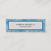 Blauw  bloemmotief Skinny Slim Mini Visitekaartje (Voorkant)