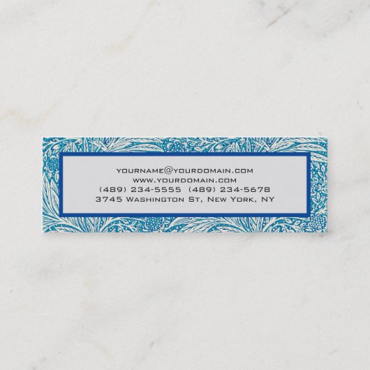 Blauw  bloemmotief Skinny Slim Mini Visitekaartje (Achterkant)