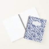 Blauw Bloemmotief Spiraal Notebook 22x28 – Blauw & Notitieboek (Binnen)