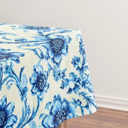 Blauw Bloemmotief Tafelkleed (Voorbeeld)