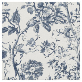 Blauw Bloemmotief Tak Patroon Stof