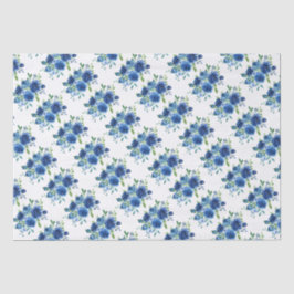 Blauw Bloemmotief Tissuepapier