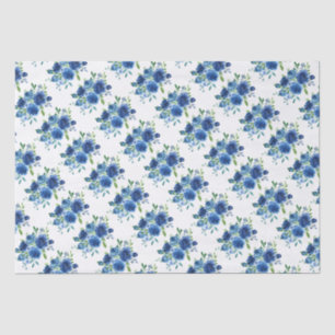 Blauw Bloemmotief Tissuepapier