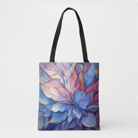 Blauw Bloemmotief Tote Bag (Voorkant)
