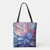 Blauw Bloemmotief Tote Bag (Achterkant)
