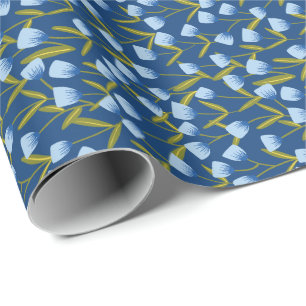 Blauw bloemmotief tulp cadeaupapier / inpakpapier