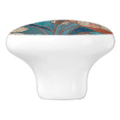 Blauw Bloemmotief Turquoise Crème Koper Keramische Knop (Zijkant)