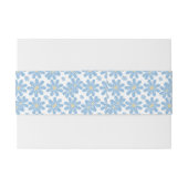 Blauw Bloemmotief - Uitnodiging Buikband Uitnodigingen Wikkel (Achterkant Voorbeeld)