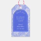 Blauw bloemmotief Victoriaanse bruidsdouche bedank Cadeaulabel (Voorkant)