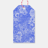 Blauw bloemmotief Victoriaanse bruidsdouche bedank Cadeaulabel (Achterkant)