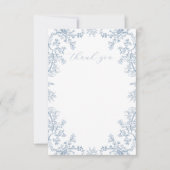 Blauw bloemmotief vintage bedankkaart (Voorkant)