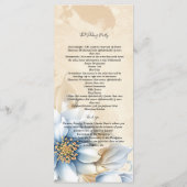 Blauw bloemmotief vintage ceremonieprogramma programmakaart (Achterkant)