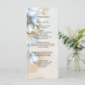 Blauw bloemmotief vintage ceremonieprogramma programmakaart (Staand voorkant)