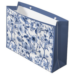 Blauw bloemmotief vintage toile patronen groot cadeauzakje