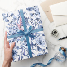 Blauw bloemmotief vintage toile patroon