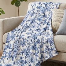 Blauw bloemmotief vintage toile patroon