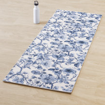 Blauw bloemmotief vintage toile patroon