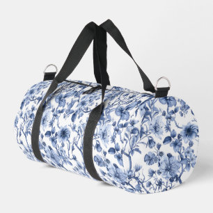 Blauw bloemmotief vintage toilepatroon plunjezak