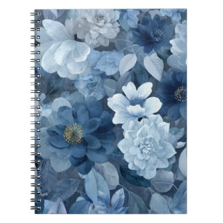 Blauw bloemmotief vintage tuin cottagecore notitieboek