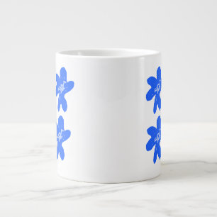 Blauw bloemmotief waterverf naamtekst toevoegen grote koffiekop