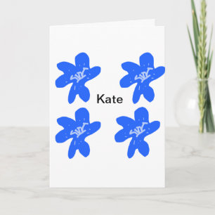 Blauw bloemmotief waterverf voeg naam tekst toe kaart