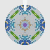 Blauw Bloemmozaïek Acryl Ornament (achterkant)